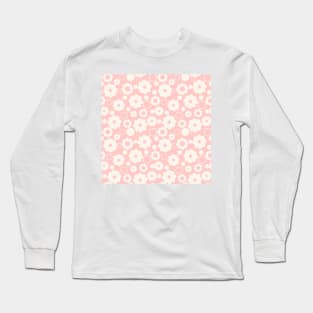 White flowers over pink Long Sleeve T-Shirt